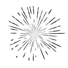 Fototapeta premium Radial speed Lines in Circle Form for comic books . fireworks Explosion background . Vector Illustration . Starburst round Logo . Circular Design element . Abstract Geometric star rays . Sunburst .