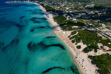 italia puglia aerial drone shot salento punta prosciutto porto cesareo beach