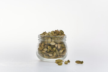 Cardamom shot on white background