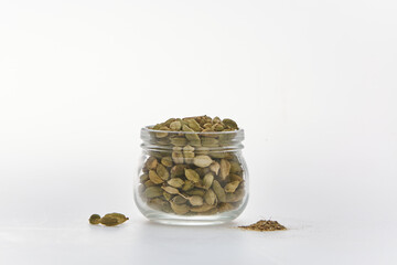 Cardamom shot on white background