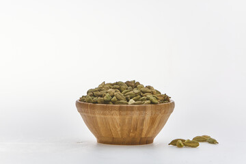 Cardamom shot on white background