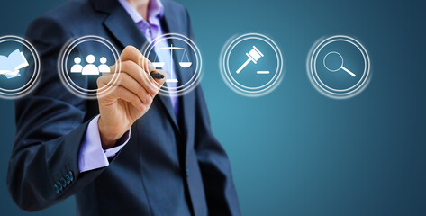 View of a justice balance icon on a futuristic interface