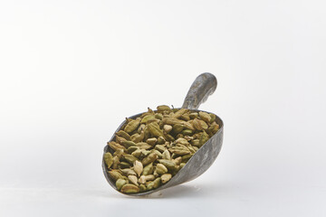 Cardamom shot on white background