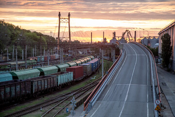 Obraz na płótnie Canvas View of the railway from the bridge.