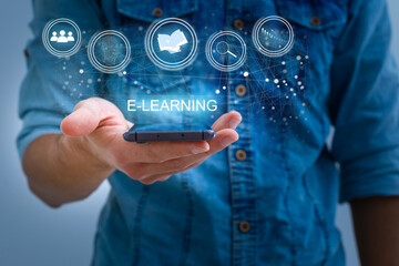 Businessman focused on case study. study online, e learning