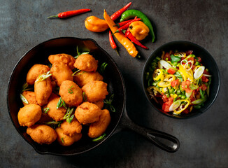 frying pan with vegetables