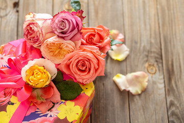 Gift with roses for Valentine's Day or women's day