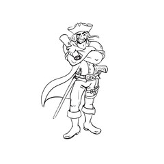 Pirate outline hand drawn sketch isolated