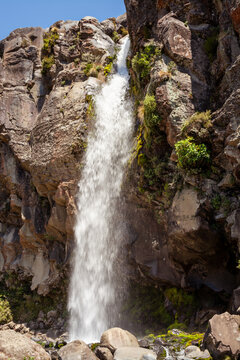 Retro style photo of Taranaki falls