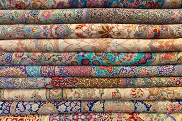 Pile of carpets in Iran