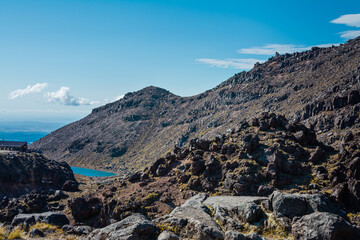 Panoramic view over valley from Mt Ruapehu. Tongariro National Park, New Zealand