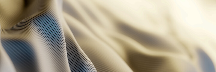 Abstract fluid surface background, with wireframe lines. Original 3d rendering