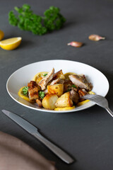 Greek Style Roasted Chicken, Potatoes, Parsely and Lemon