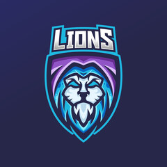 Lion esport gaming mascot logo template for streamer team. esport logo design with modern illustration concept style for badge, emblem and tshirt printing