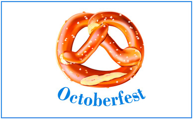 Vector Bavarian pretzel.Oktoberfest beer festival. Label, sticker, logo, leaflet for sale of beer.