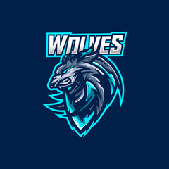 Wolves esport gaming mascot logo template for streamer team. esport logo design with modern illustration concept style for badge, emblem and tshirt printing