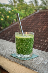 Glass of green smoothie