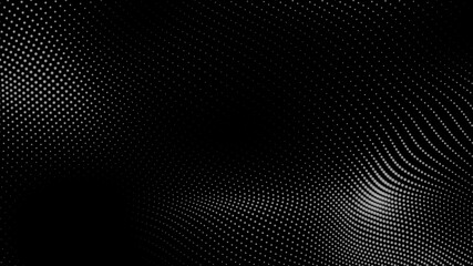 Dot white black wave technology texture background. Abstract big data digital concept. 3d rendering.