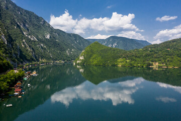 Fototapeta na wymiar Percac lake view in Serbia