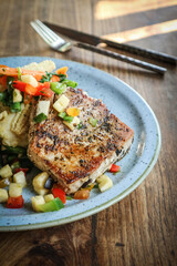 Grilled Tuna Steak served with mashed potato