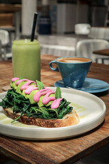 Avocado toast with spinach