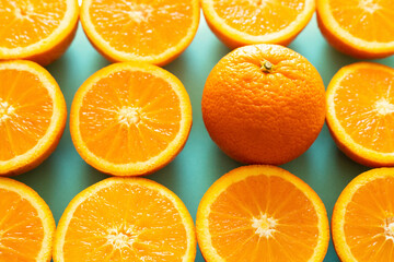 Orange slices background. Summer fruit concept.