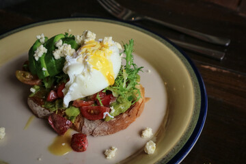 Avocado toast with poached egg