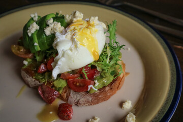Avocado toast with poached egg