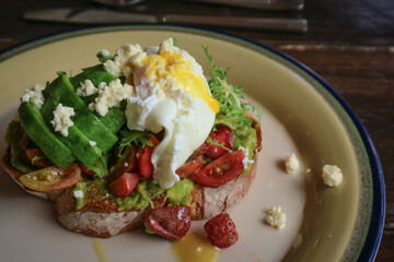 Avocado toast with poached egg