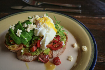 Avocado toast with poached egg