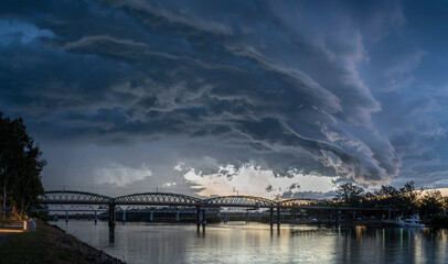 A storm front passes overhead