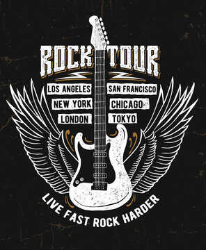 Rock festival poster. Rock and Roll sign. Slogan graphic for t shirt prints and other uses