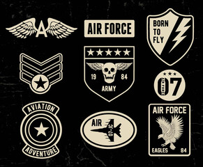Set of military and army badge and patches typography, for t shirt and other uses.