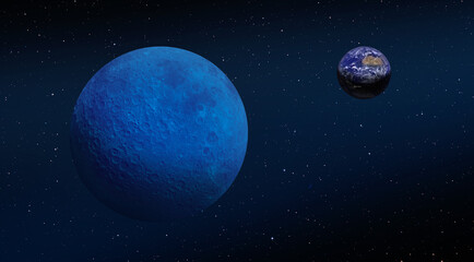 The earth with dark side of the moon as seen from the space - Elements of this Image Furnished by NASA