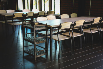 empty wood chair in restaurant