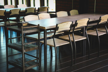 empty wood chair in restaurant