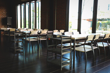 empty wood chair in restaurant