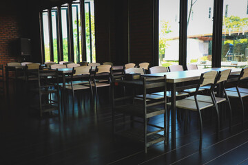 empty wood chair in restaurant