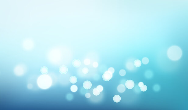 Abstract light blue gradient background and bokeh effect. Blurred water backdrop. Vector illustration for your graphic design, banner, website, brochure, card