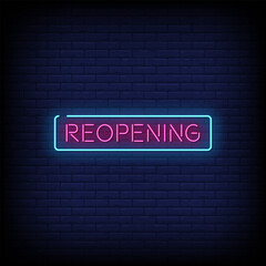 Obraz premium Reopening Neon Signs Style Text Vector