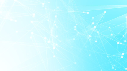 Abstract blue white polygon tech network with connect technology background. Abstract dots and lines texture background. 3d rendering.