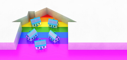 House choice and real estate concepts, original 3d rendering