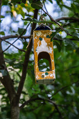A selfmade birdhouse on a tree