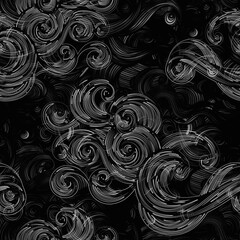 Abstract waves, curls, clouds seamless pattern
