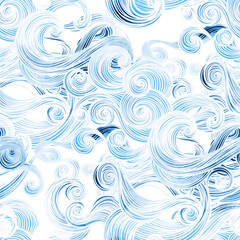 Fototapeta na wymiar Abstract waves, curls, clouds seamless pattern