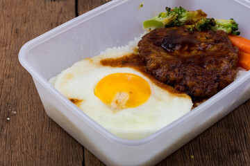 Rice with hamburg steak and fried egg