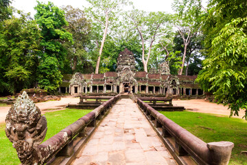 Entrance to Ta Prohm temple, one of the most beautiful temples of the Angkor wat temple chain. 