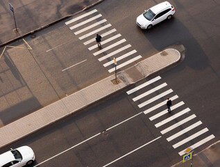 Pedestrian crossing. View from above