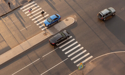 Pedestrian crossing. View from above