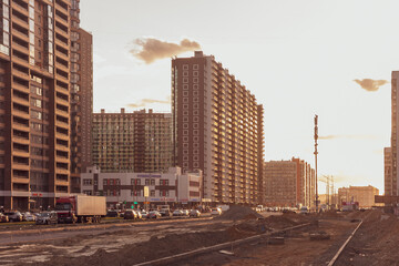 New buildings area on the outskirts of St. Petersburg